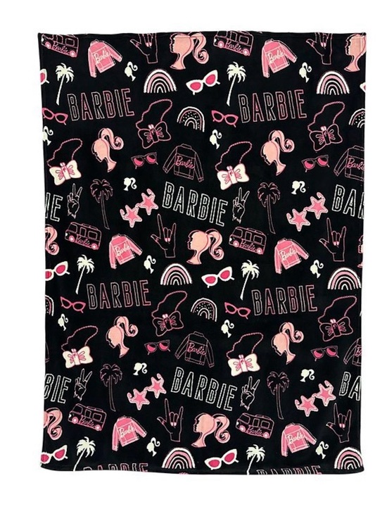 Barbie Other - Barbie Black with Pink Graphic Throw Blanket. New with Tags -  46 x 60